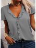 Spring/Summer Solid Color Ruffle Blouse - Women's Short Sleeve Top
