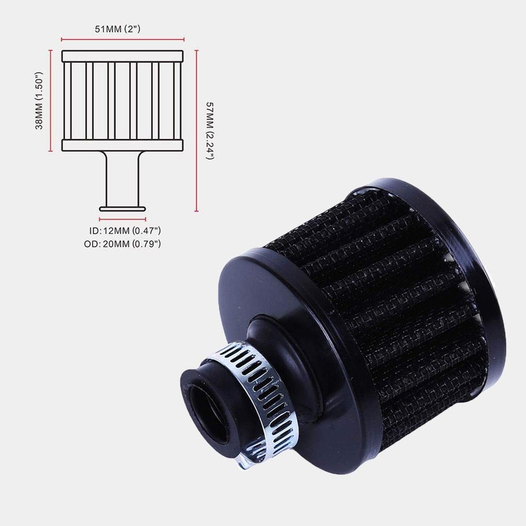 2pcs Vent Air Filter Cover Breather Filter Air Intake Crankcase Vent Valve 12mm/0.47" 2 Pack