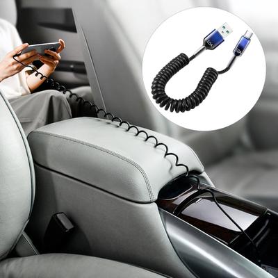 100cm 120W USB-C To USB-C Cable 10A Coiled Retractable Spring Car Charger
