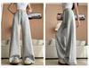 Women's Summer 2025 High-Waisted Gray Joggers - Thin, Loose, Ice Silk, Narrow-Leg Pants