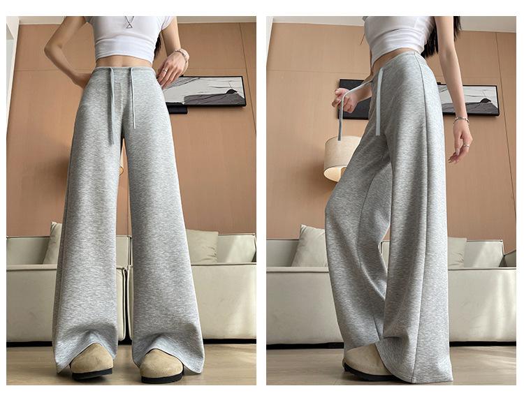 Women's Summer 2025 High-Waisted Gray Joggers - Thin, Loose, Ice Silk, Narrow-Leg Pants