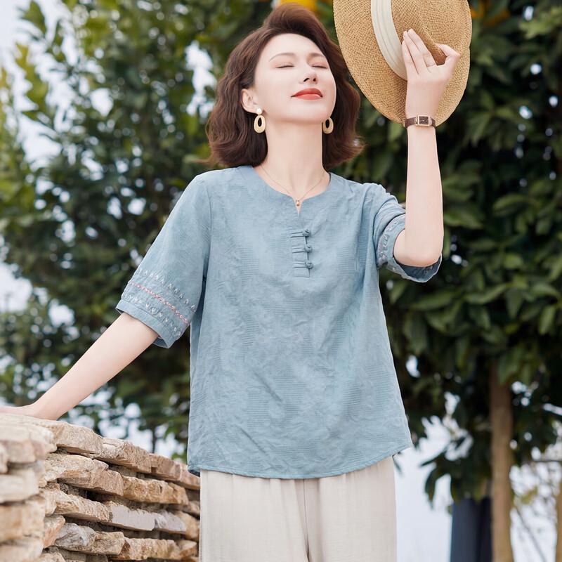 Xuexi Mom s 2026 Summer Cotton Blouse 4XL