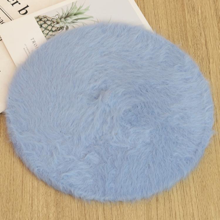 Autumn Winter New Fashion Plush Warm Good Quality Rabbit Fur Beret Winter Berets Outdoor Casual Flat Top Beret for Woman