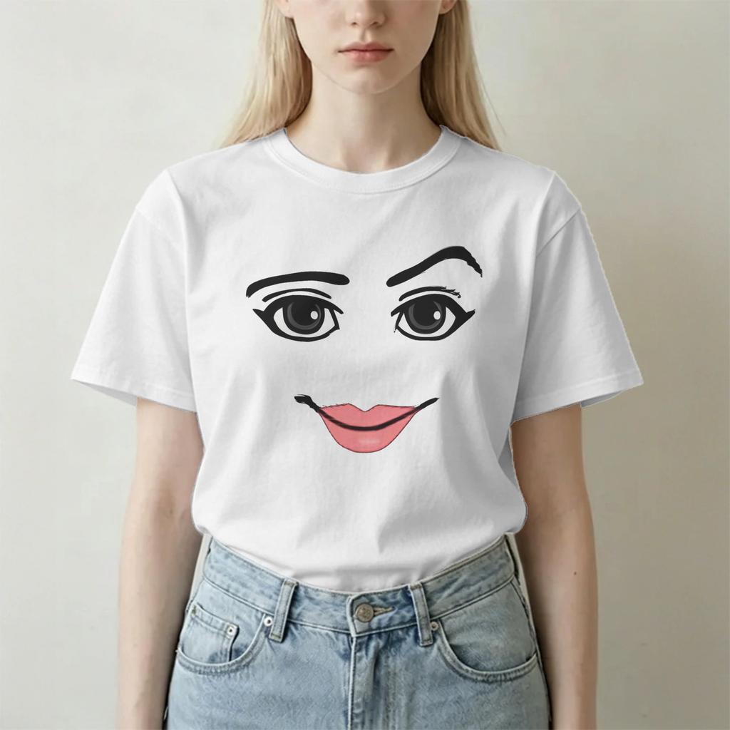 Unisex Unisex TShirts Smile Robot Face Game Casual Pure Cotton Tees Short Sleeve T Shirts Round Neck Clothing Graphic Printed