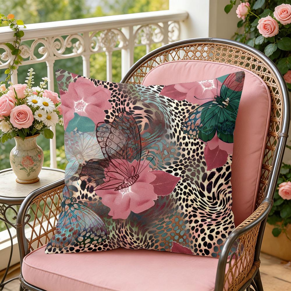 Federa per Cuscino Leopardo Rosa Morbida Copricuscino in Peluche Copricuscino Decorativo Double-Sided per Divano Camera da Letto Arredamento Casa