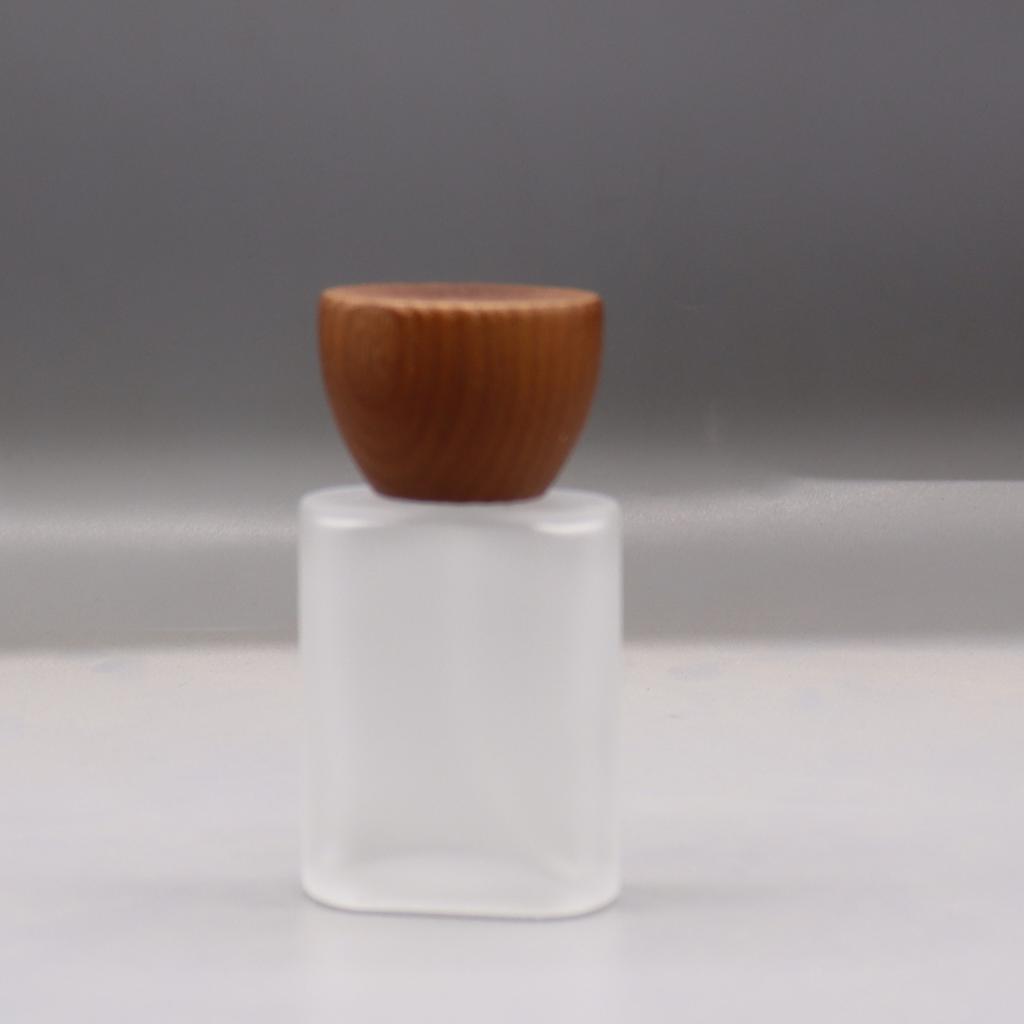 30ml Frosted Glass Spray Bottle Wooden Cap Empty Dispenser Bottle Refillable Liquid Cosmetic Portable Atomizer Storage Container