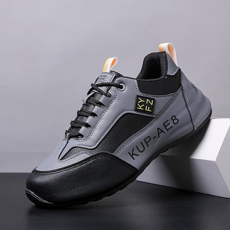 Men's Height-Boosting Leather Casual Sports Shoes with Velvet Lining - Autumn/Winter Comfort & Style Running Shoes