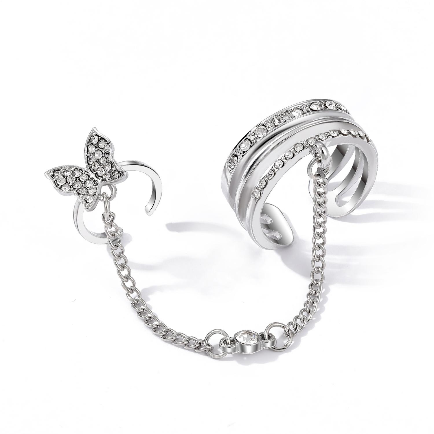 

2022 Новая мода открывающаяся бабочка из двух частей соединенные кольца женские элегантные роскошные мигающие кольца серебряный