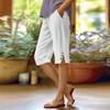 Fashionable Women's Solid Color Drawstring Cotton And Linen Casual Loose Straight Pocket Home Shorts