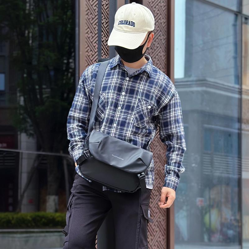 New Slazenger PVC Soft Leather Crossbody Bags Men's Black SLA1798