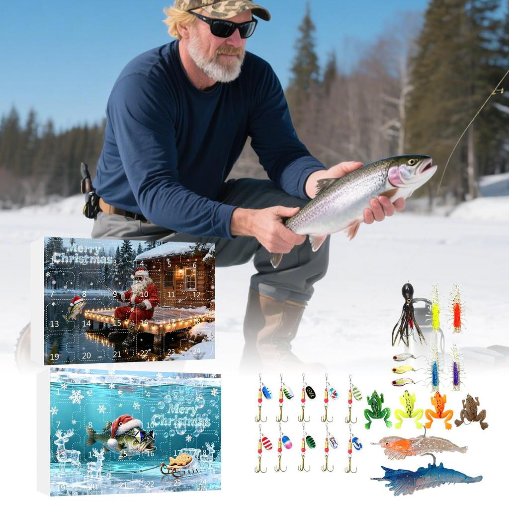 Advent Fishing Lure Calendar Saltwater Angling Tackles Countdown Calendar Fishing Lures For Fisherman Friends Men Teens Adults