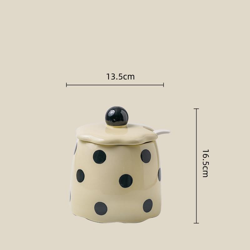 

Ceramic Seasoning Jar Household Kitchen Storage Jars Spice Salt Shaker Cartoon Polka Dot Storage Tank Salt and Pepper Box
