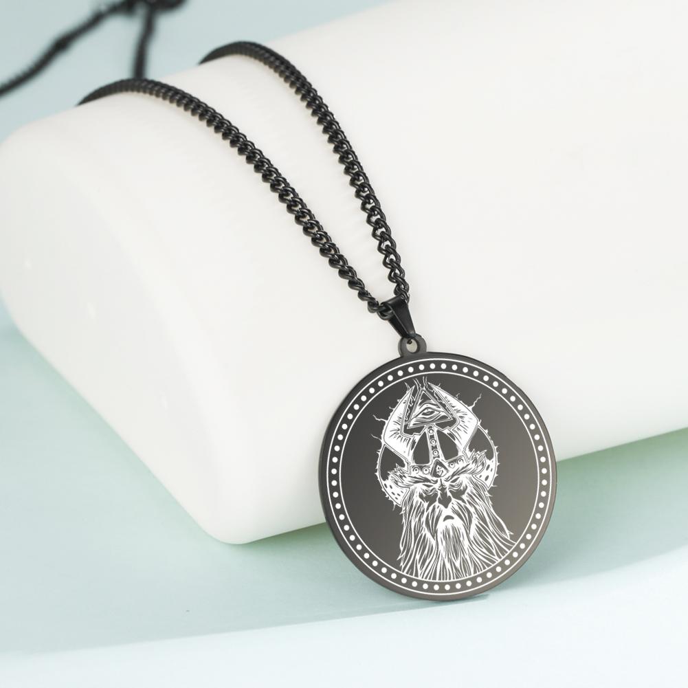 Viking Axe Helmet Pendant Tomahawk Necklace Odin Raven Slavic Amulet Norse Warrior Mythology Stainless Steel Jewelry