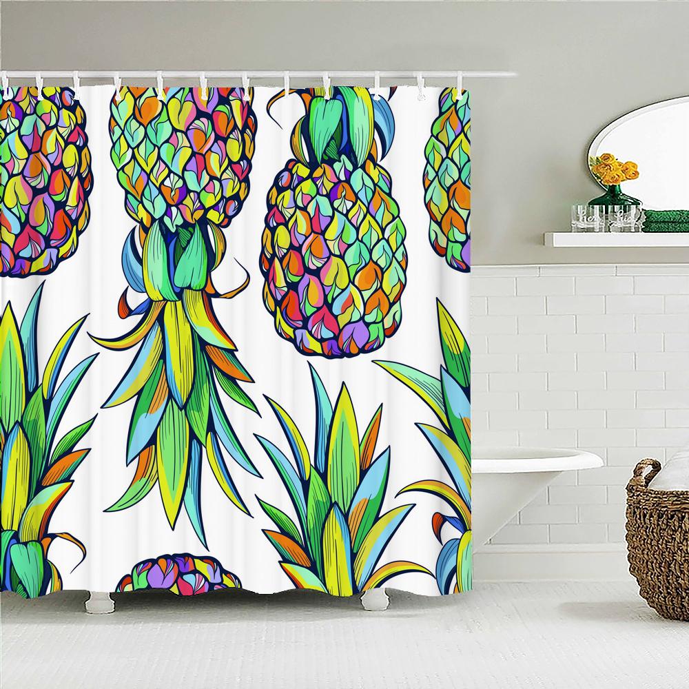 

Green Plant leaves Shower Curtains Bath Curtain Bathroom 3d Printed Fresh Waterproof Polyester Cloth With Hooks Home Decor Mat W90xH180cm