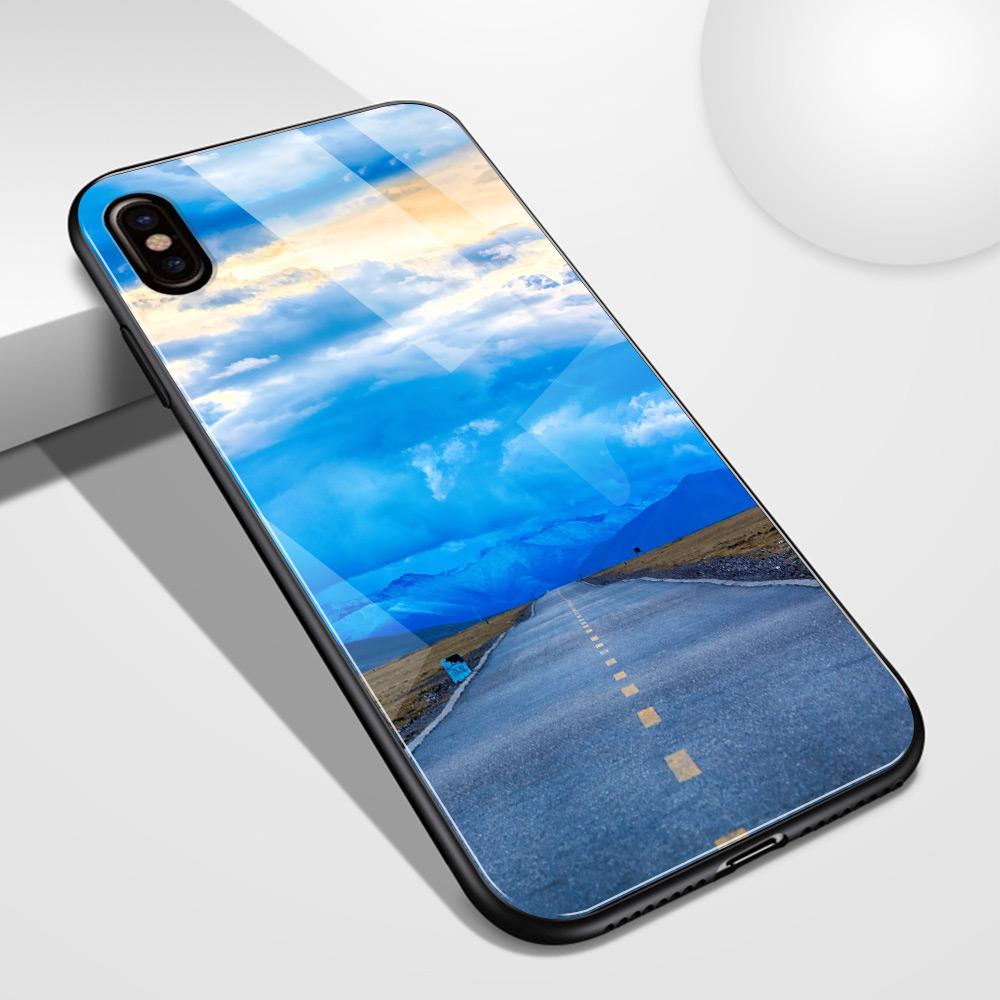 Für iPhone 14 13 12 11 Pro Max Hülle Glas Rückseite Straßenansicht iPhone Xr Hülle Funda für iPhone 6 6s 7 8 14 Plus X Xs Max Xr Se
