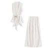 Royal sister Fan sleeveless vest fashion suit women's summer new age-reducing linen wide-leg pants two-piece set