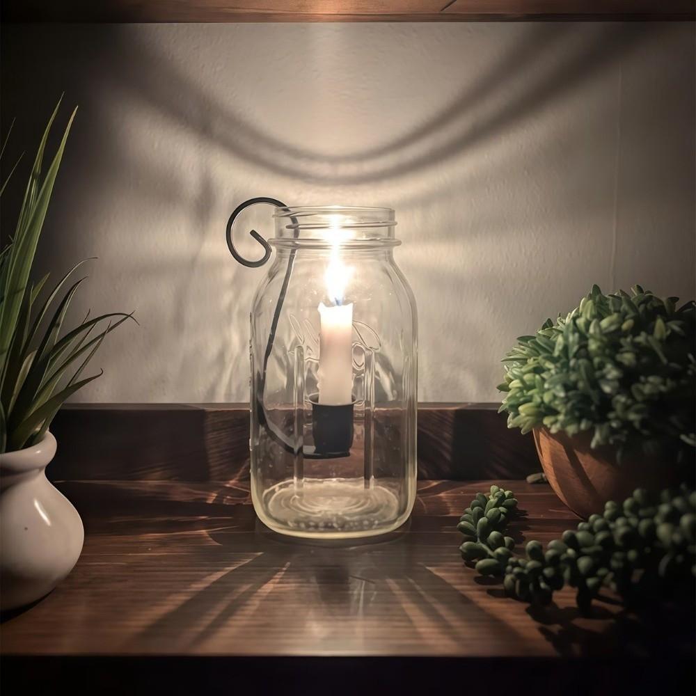 Rustic Farmhouse Glass Jar Candle Flower Holder Fits Standard 1 Quart Mason Jars