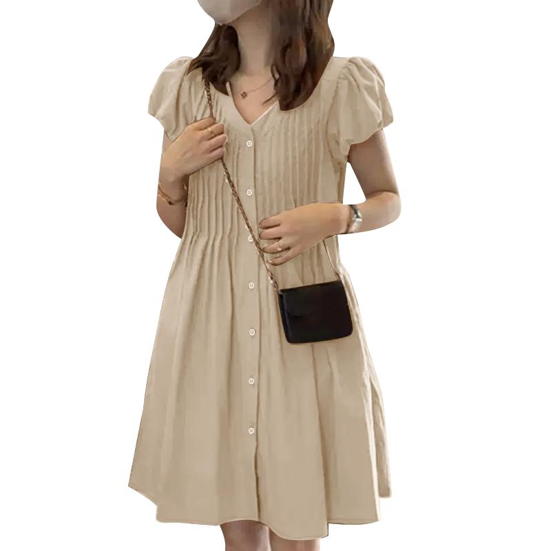 ZANZEA Women Casual V-Neck Summer Short Sleeve Dress