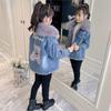 Girls' Jackets Autumn and Winter Models Children's Denim Plus Velvet Thick Winter Cotton Clothes CUHK Children