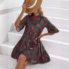 Frühlings- und Sommer-Freizeit-Midirock Mode bedrucktes Urlaubs-Kleid