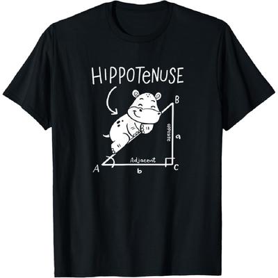 Hippopotamus Geometry Funny Math Lover Hypotenuse Costume T-Shirt