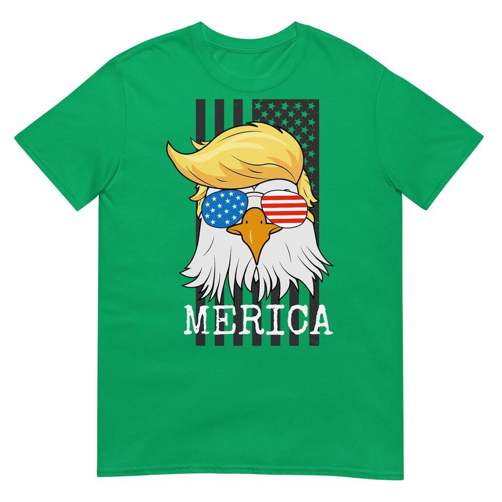 Merica Bald Eagle 4th Of July Trump American Flag Funny Gift TShirt