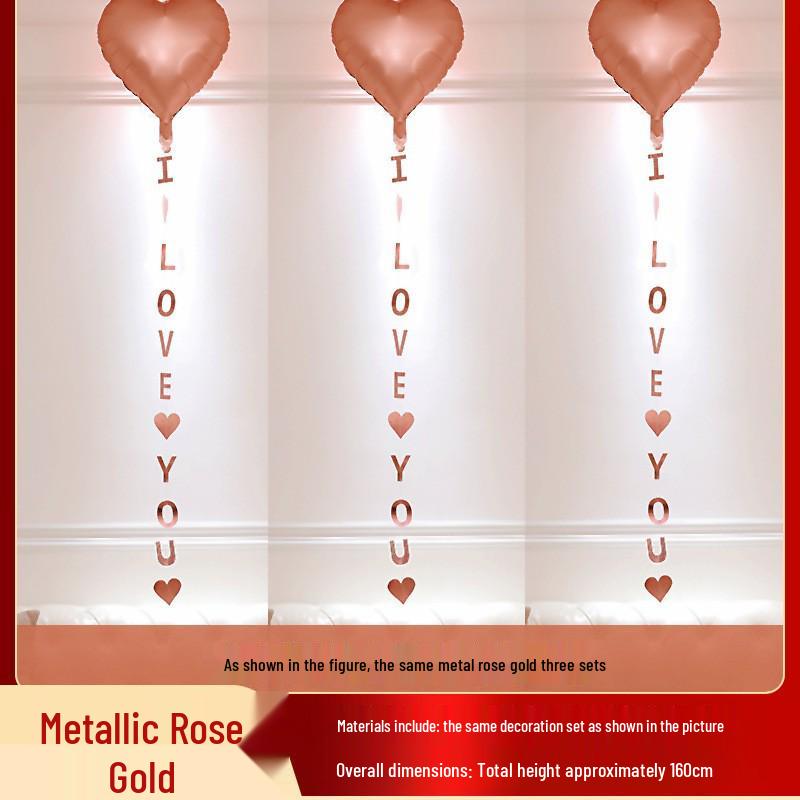 Honeymoon Love Heart Balloon Ceiling Set for Wedding and Bedroom Decor