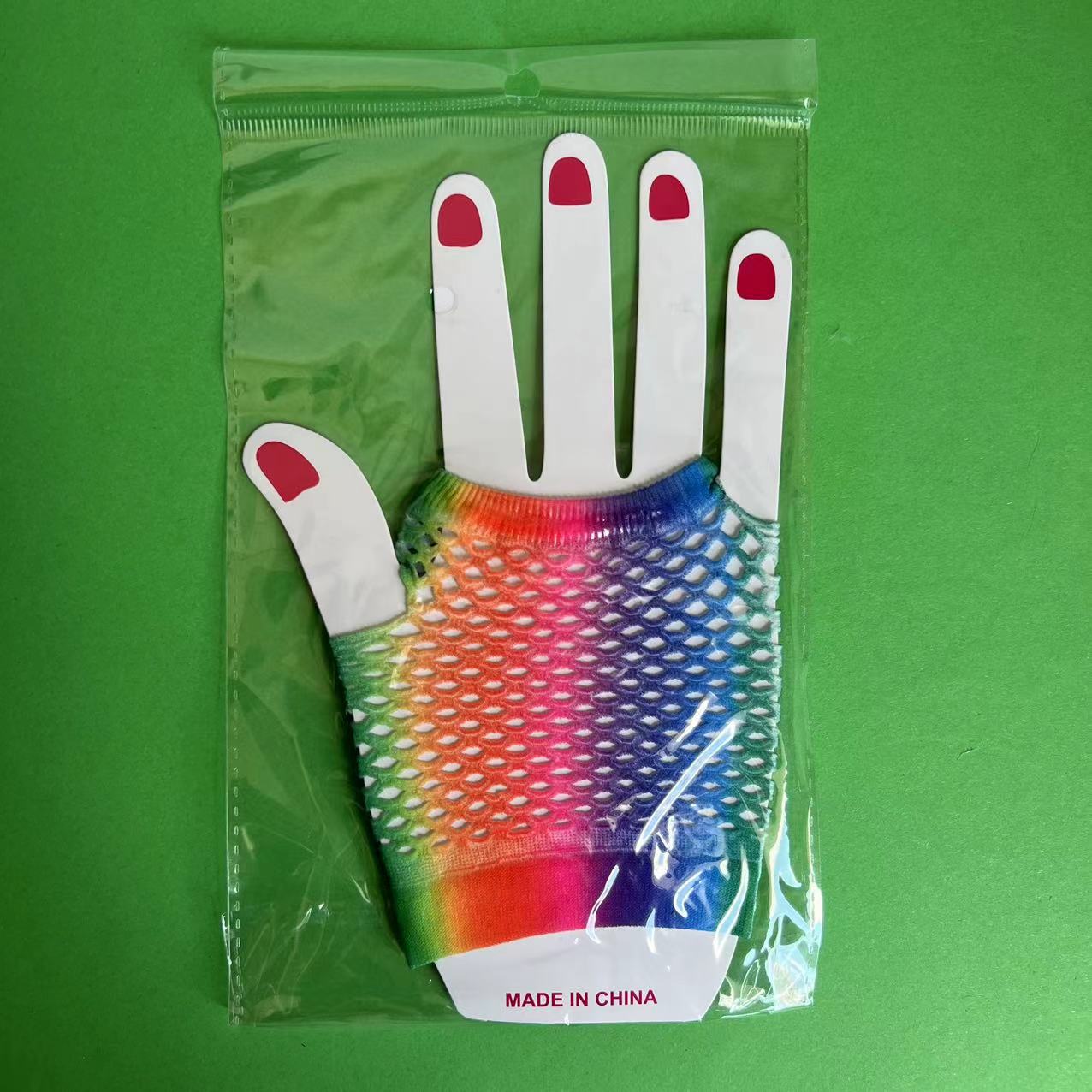 Перчатки Rainbow Fishnet эластичные сетчатые маскарадные хип-хоп сексуальные красочные короткие средние длинные перчатки One size