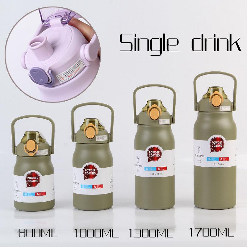 1.3L/1.7L Large Capacity Thermo Bottle Stainless Steel Thermal Thermo Water Portable Vacuum Mug Thermos Insulated Cup Tumbler