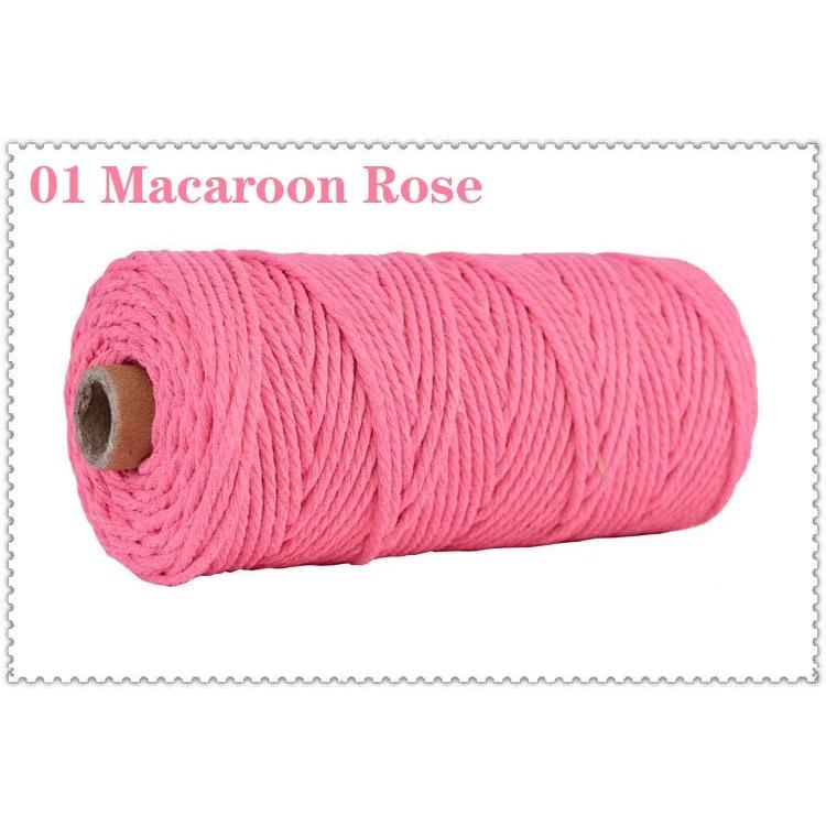 3mm 100% Cotton Cord Colorful Handmade Rope Twisted Macrame String DIY Home Wedding Decoration Supply Film Packaging 100m