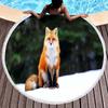 Fox Round Beach Towel, Jungle Wild Animal Beach Blanket,Rustic Farmhouse Woodland Fox Absorbent Quick Dry Pool Towel Picnic Mat