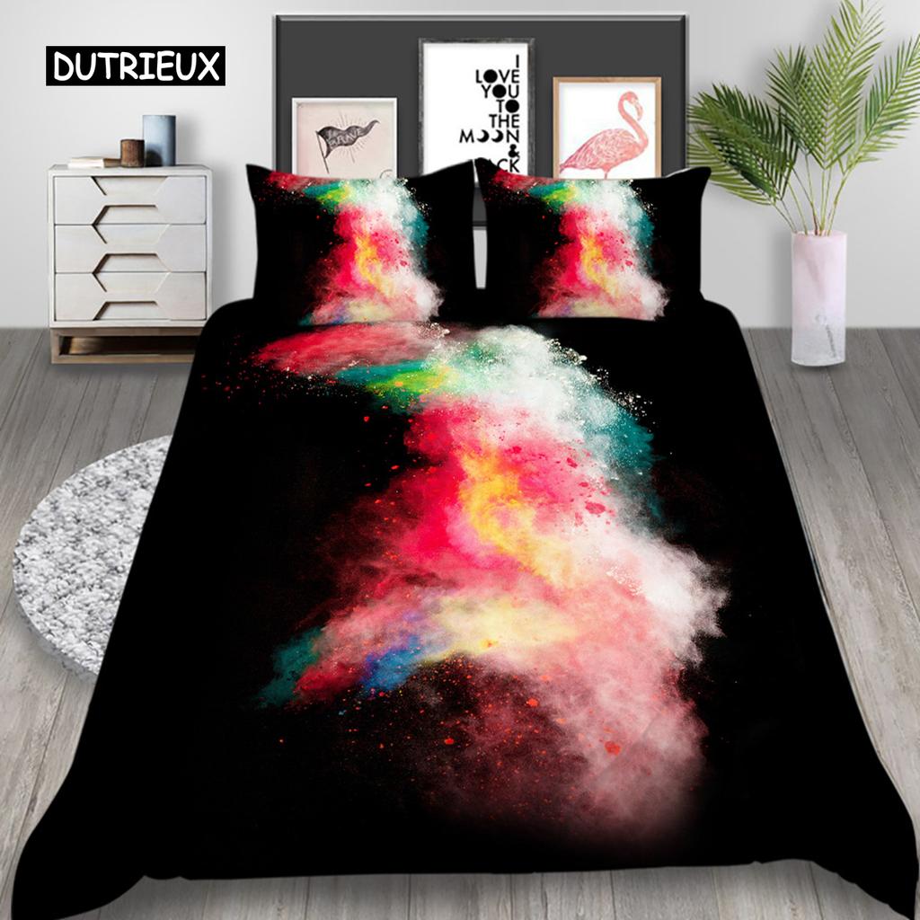 3D Tie Dye King Queen Duvet Cover Colorful Splash Ink Bedding Set for Kids Teens Adults Modern Art Polyester