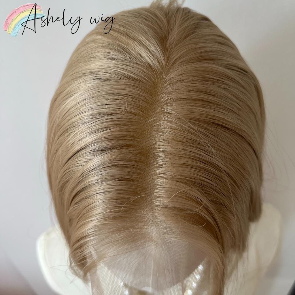 Peruka Ashely Platynowy Blond 26 cali 13x4 Koronkowa Peruka z Przodu Długa Prosta Syntetyczna Koronkowa Peruka Włókna Wysokotemperaturowe do Cosplay