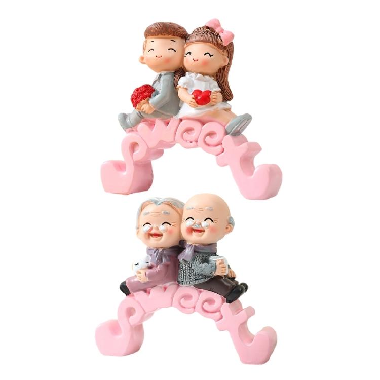 Miniatur Paar Statuen Kreative Großeltern Harze Minaituren Figuren Ornament Kuchenaufsätze für Valentinstag Geschenk