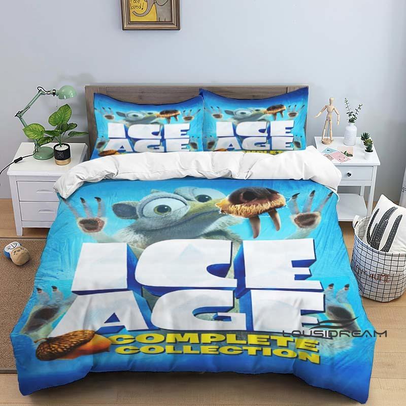 

Ice Age Animated Film Duvet and Pillowcase Set, Children s Bedding Set, Bedroom Decoration Holiday Gift. 135x200cm