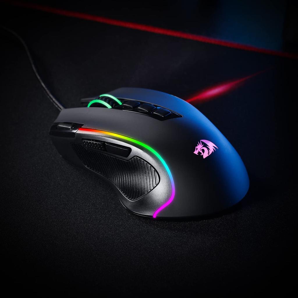 Mysz gamingowa Redragon M612 Predator RGB, 8000 DPI Przewodowa Optyczna Mysz dla Graczy z 11 Programowalnymi Przyciskami i 5 Trybami Podświetlenia, Obsługa oprogramowania dla