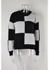 New 2026 Autumn/Winter Women's Plaid Color Block Round Neck Knit Pullover