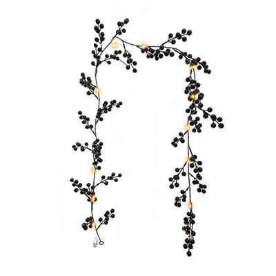 Künstlicher Beeren-Rattan mit schwarzen Beeren Weihnachtsdekoration Rattan für Kaminsims Treppe