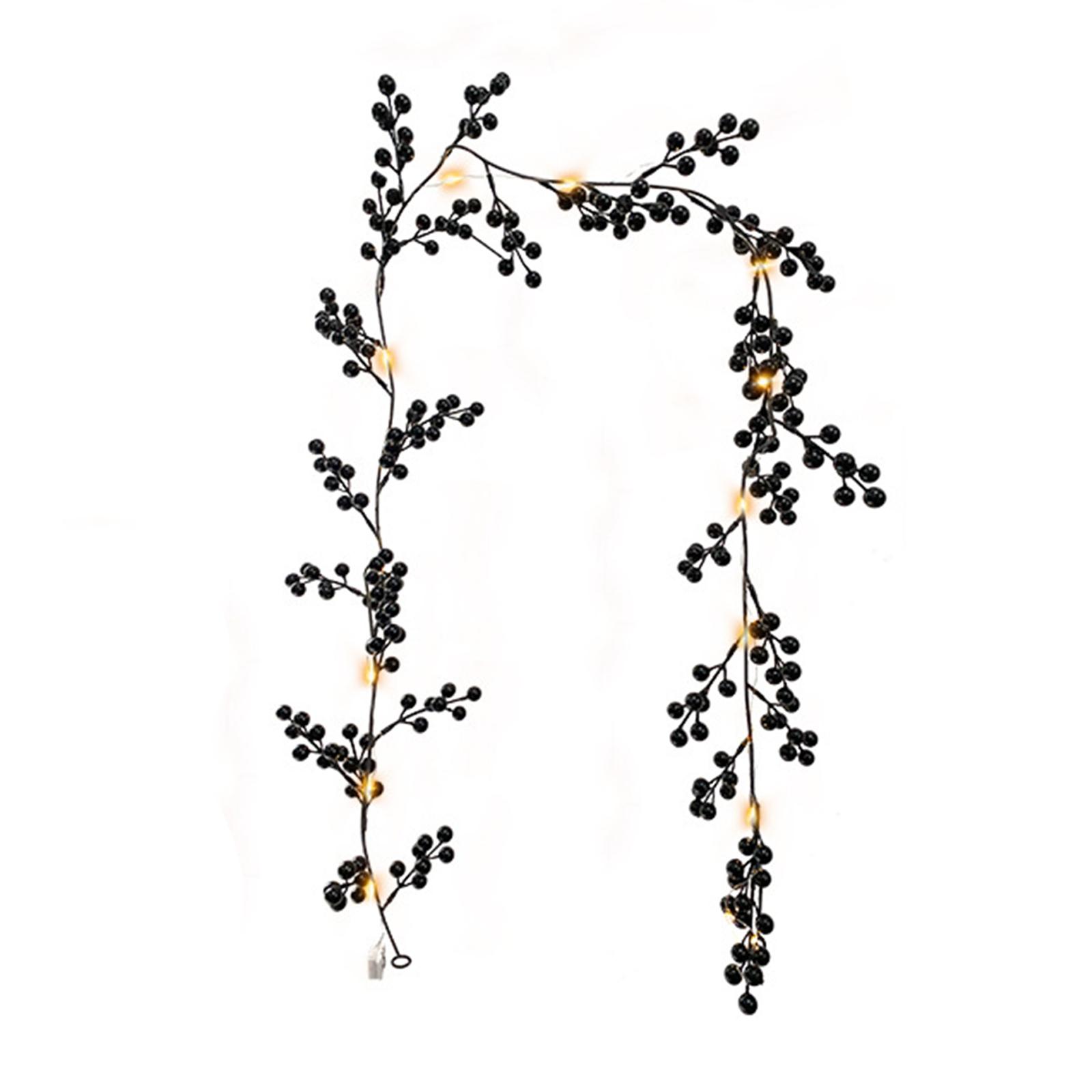 

Artificial Berry Rattan with Black Berries Christmas Decoration Rattan for Mantelpiece Stair