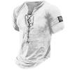 2026 Men's 3D Graphic Henley T-shirt - Casual Sports Short Sleeve