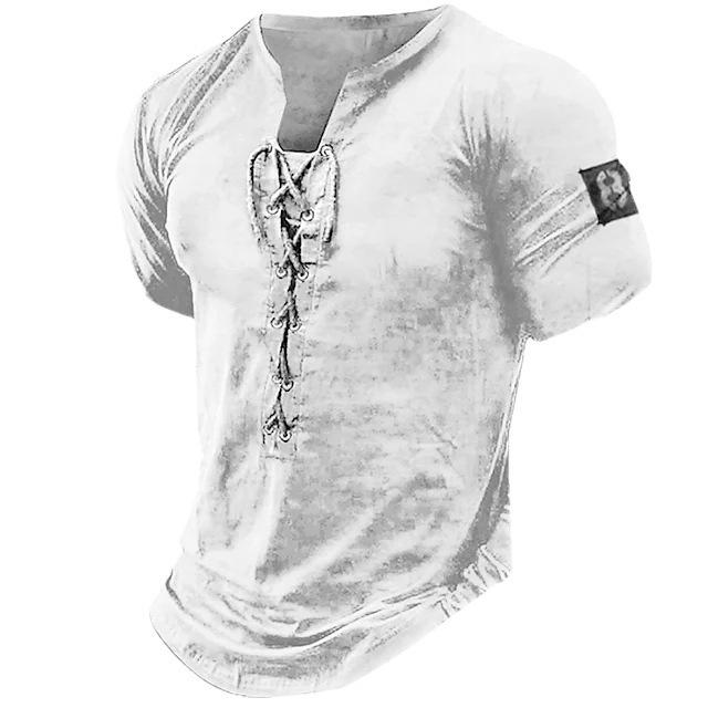 2026 Men's 3D Graphic Henley T-shirt - Casual Sports Short Sleeve