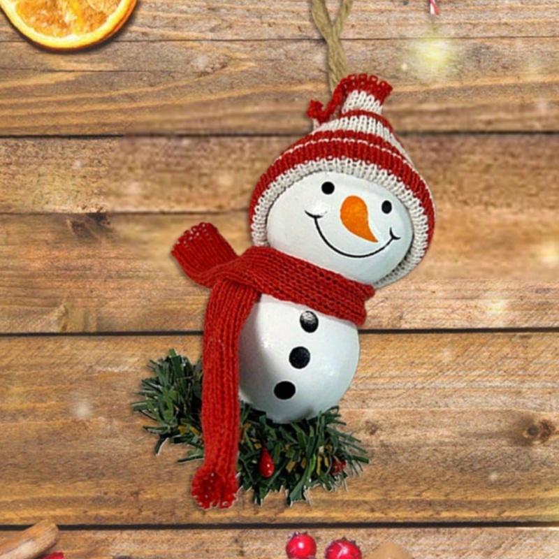 1Pc Christmas Wooden Bead Snowman Doll, Home Wall Hanging Ornament, Christmas Tree Wooden Pendant