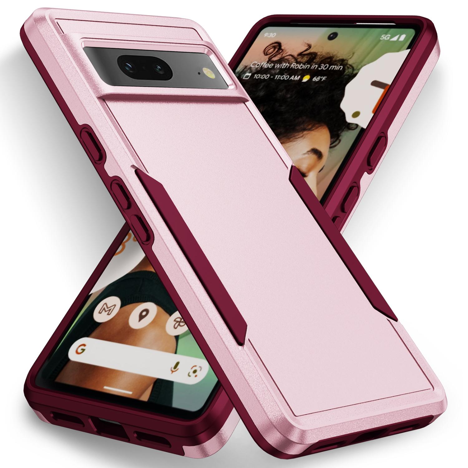 

For Google Pixel 7 5G Case PC+TPU Military Grade Drop Protective Phone Cover Pink+Rose