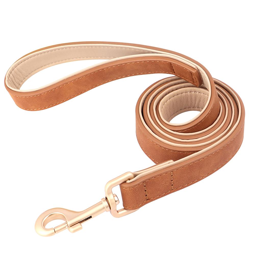 Personalized Dog Collar Leash PU Leather Dog Collars Pet Walking Lead Rope For Small Medium Large Dogs Free Custom ID Nameplate