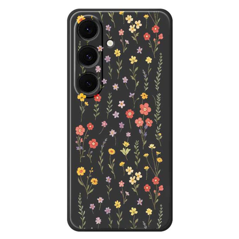 For Samsung Galaxy S24 FE Case Flowers and Grass Pattern Printing Straight Edge TPU Phone Back Cover