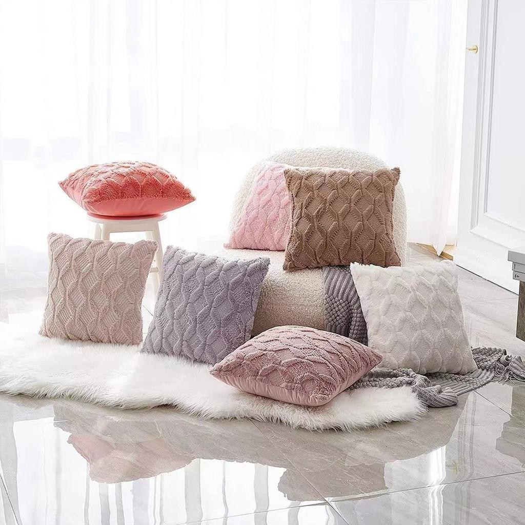 Plush Sofa Pillow Bedside Pillow Cover Ins Removable and Washable Diy Cushion Cover