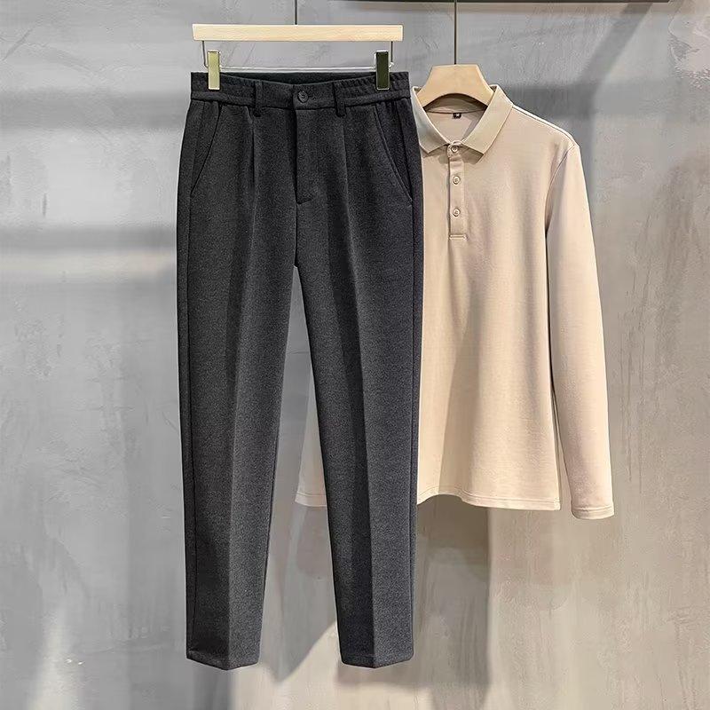 Suit Pants, Cropped Pants, Men's, Light Luxury Business, Slim Fit, Small Leg Pants, Stretch Waist, Casual Pants, Professional Men's Clothing