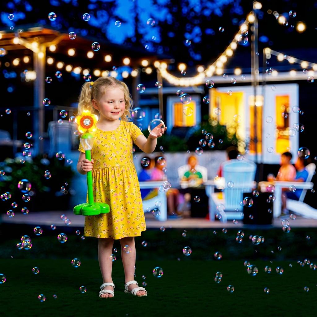 Sunflower-shaped Bubble Machine, Street Lamp Bubble Toy, With Four Of Height Adjustment, Bubble Machine,140ml