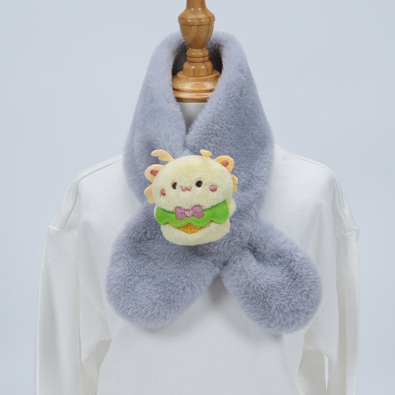 Cute Cartoon Panda Plush Scarf for Kids - Windproof & Thickened Winter Neck Warmer