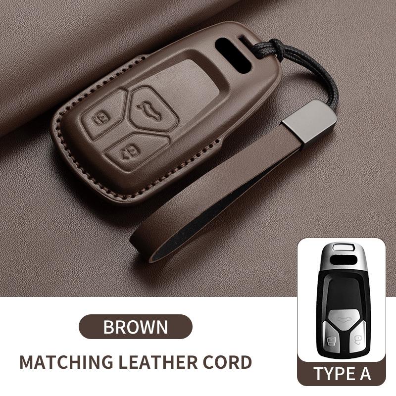 Auto Key Shell Fob for A4 A4L A5 Q5 Q7 TT TTS 8S B9 2016 2017 2018 Leather Car Remote Key Case Cover Keychain Accessories